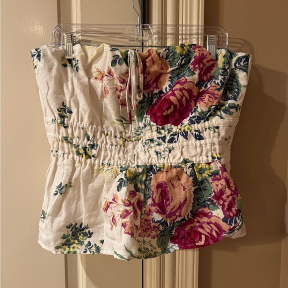 Anthropologie Somerset Strapless Blouse and Somerset PullOn Pants Linen Edition - Picture 6 of 11